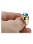 Oro amarillo de 14 quilates Aguamarina Anillo Artesanía vintage vrc016y